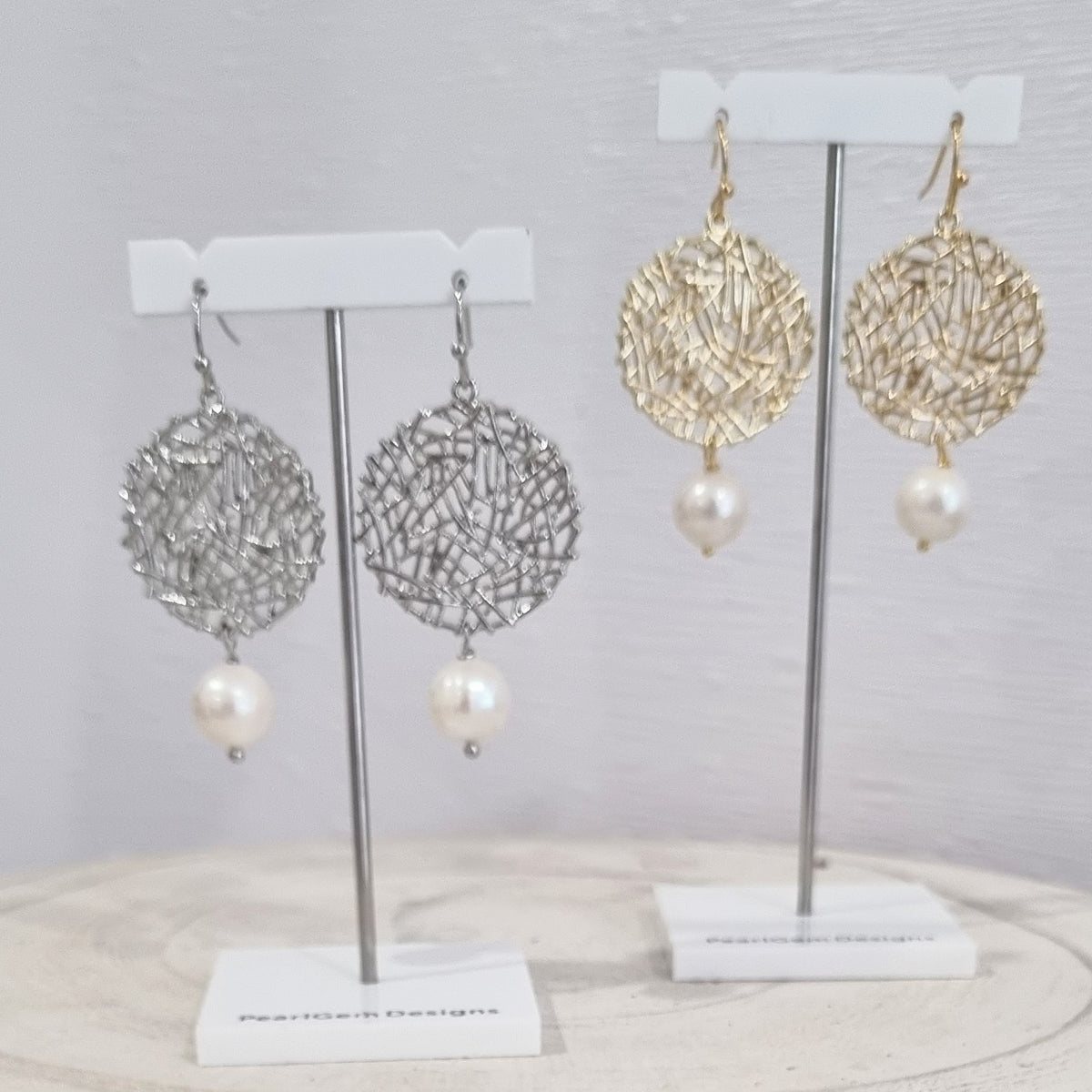 Louise Freshwater Pearl Round Woven Earrings