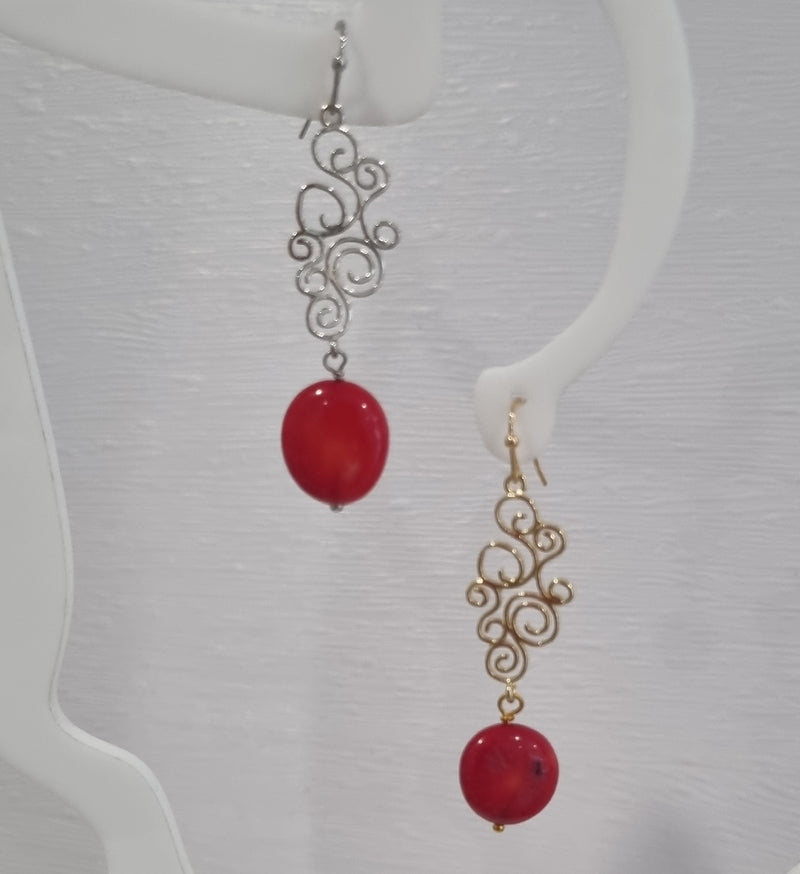 Annalese Red Coral Scroll Earrings