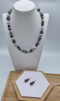 Molly Labradorite, Amethyst, Freshwater Pearl & Aquamarine necklace