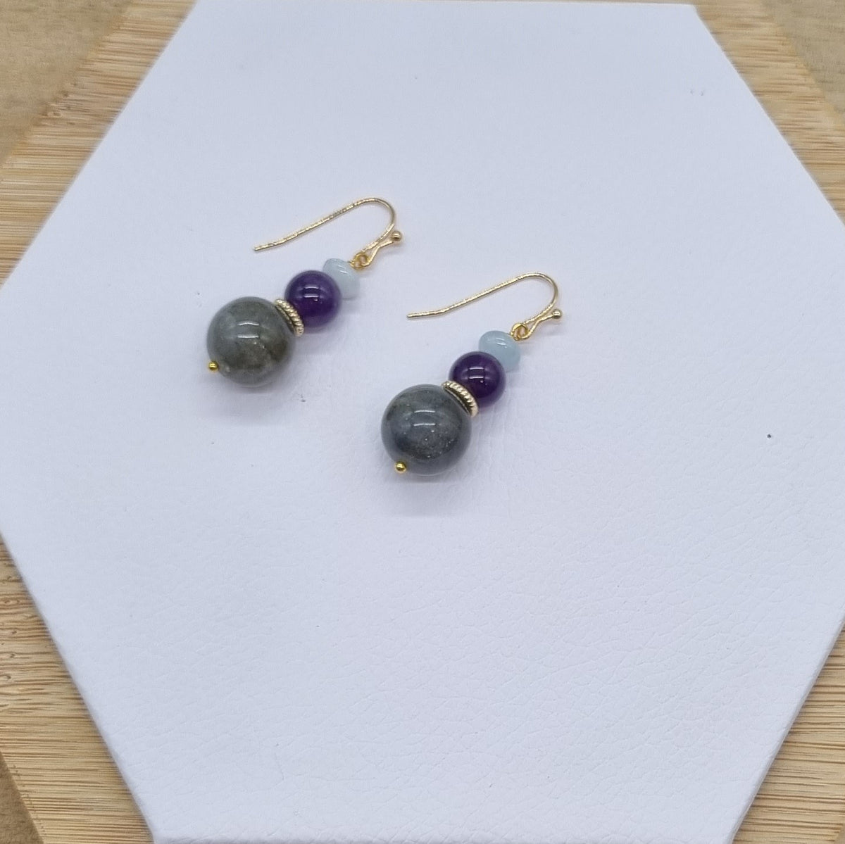 Molly Labradorite, Amethyst & Aquamarine Earrings