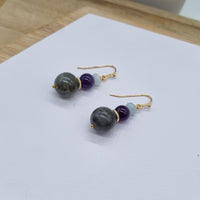 Molly Labradorite, Amethyst & Aquamarine Earrings