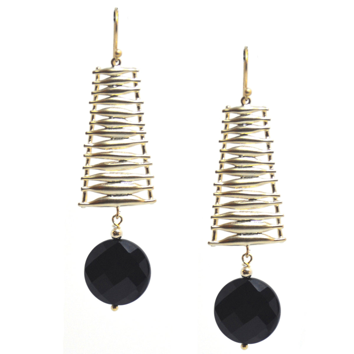 Ladder Earring Onyx Gold or Silver