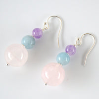 Cara Sterling Silver Rose Quartz, Aquamarine & Amethyst Earrings