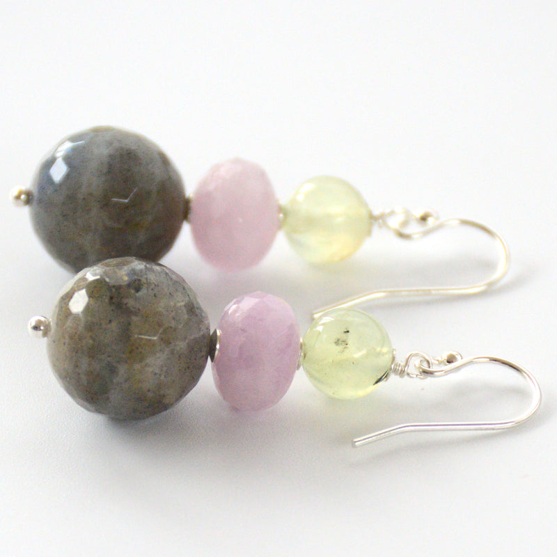 Cara Sterling Silver Labradorite, Kunzite & Prehnite Earrings