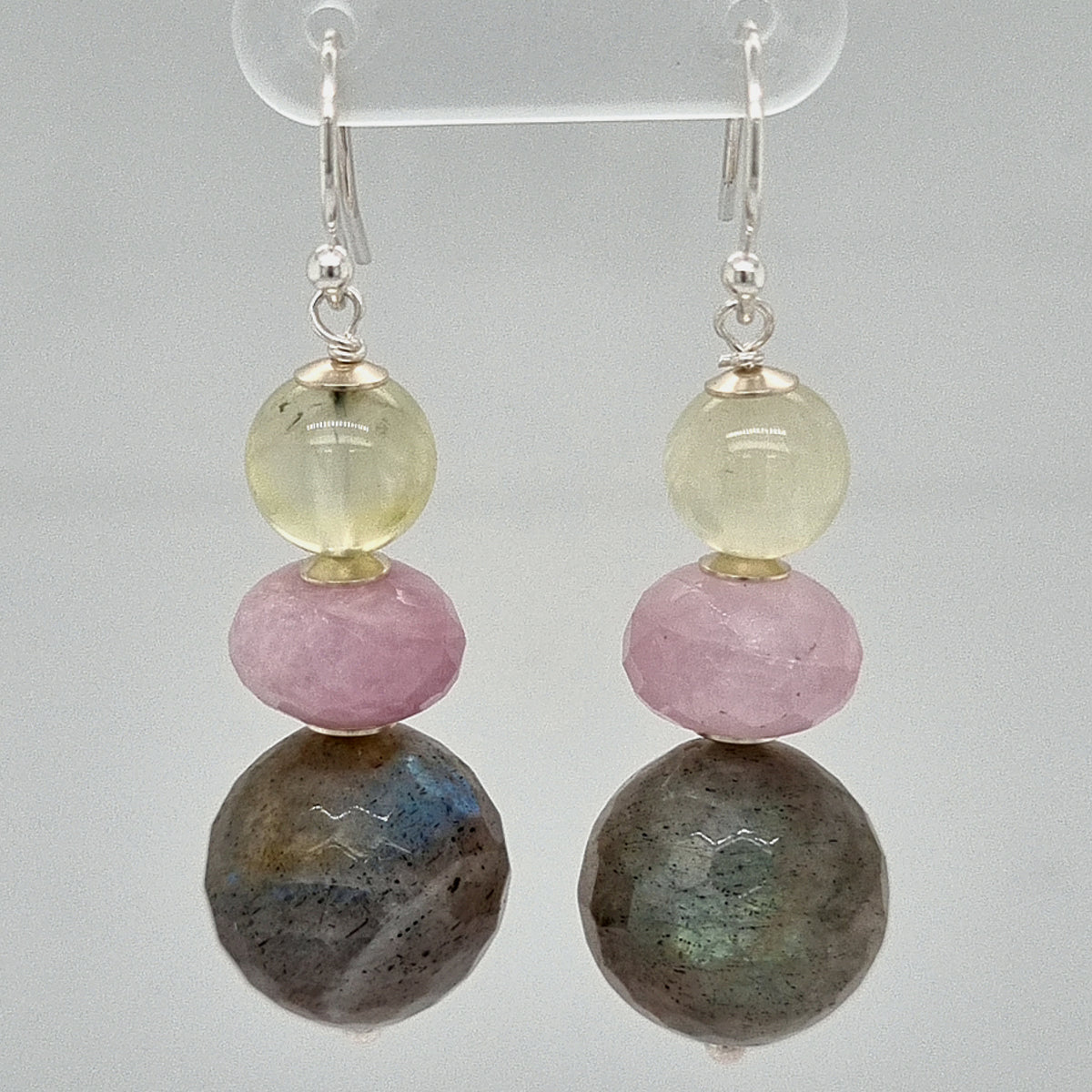 Cara Sterling Silver Labradorite, Kunzite & Prehnite Earrings