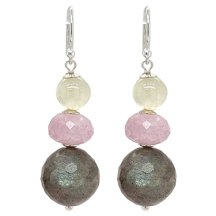 Cara Sterling Silver Labradorite, Kunzite & Prehnite Earrings