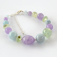 Cara S.Silver Prehnite, Amethyst & Aquamarine Earrings