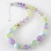 Cara S.Silver Prehnite, Amethyst & Aquamarine Earrings