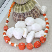 Lena Fresh Water Pearl and Apricot Coral necklace