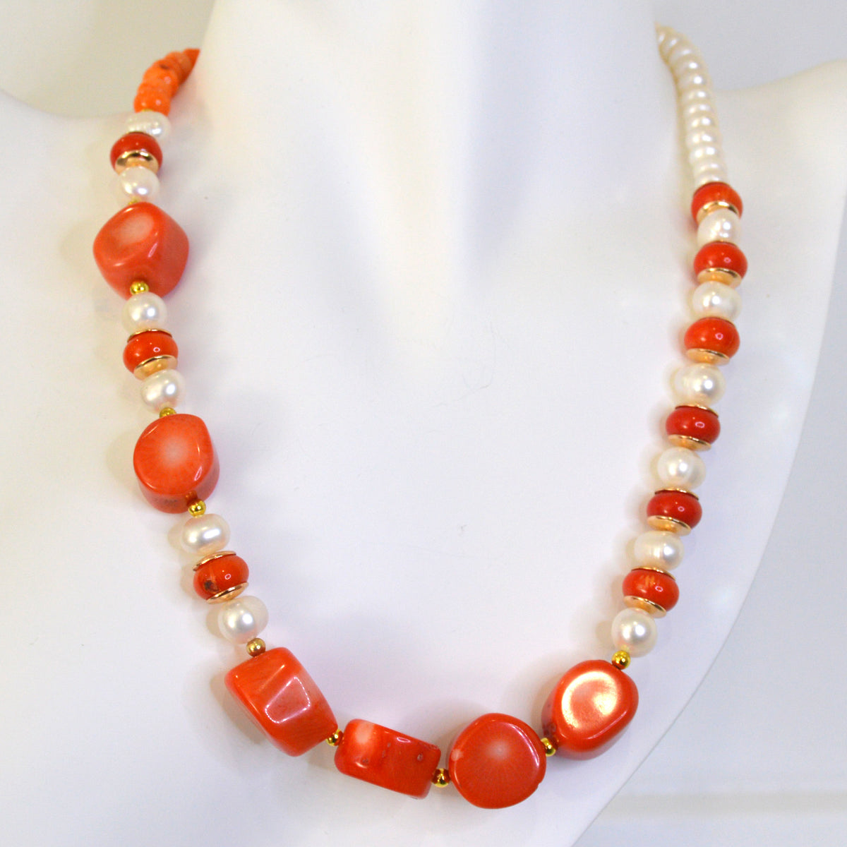 Lena Fresh Water Pearl and Apricot Coral necklace