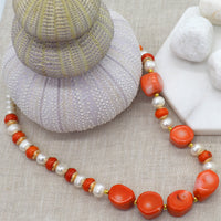 Lena Fresh Water Pearl and Apricot Coral necklace