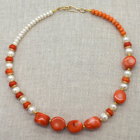 Lena Fresh Water Pearl and Apricot Coral necklace