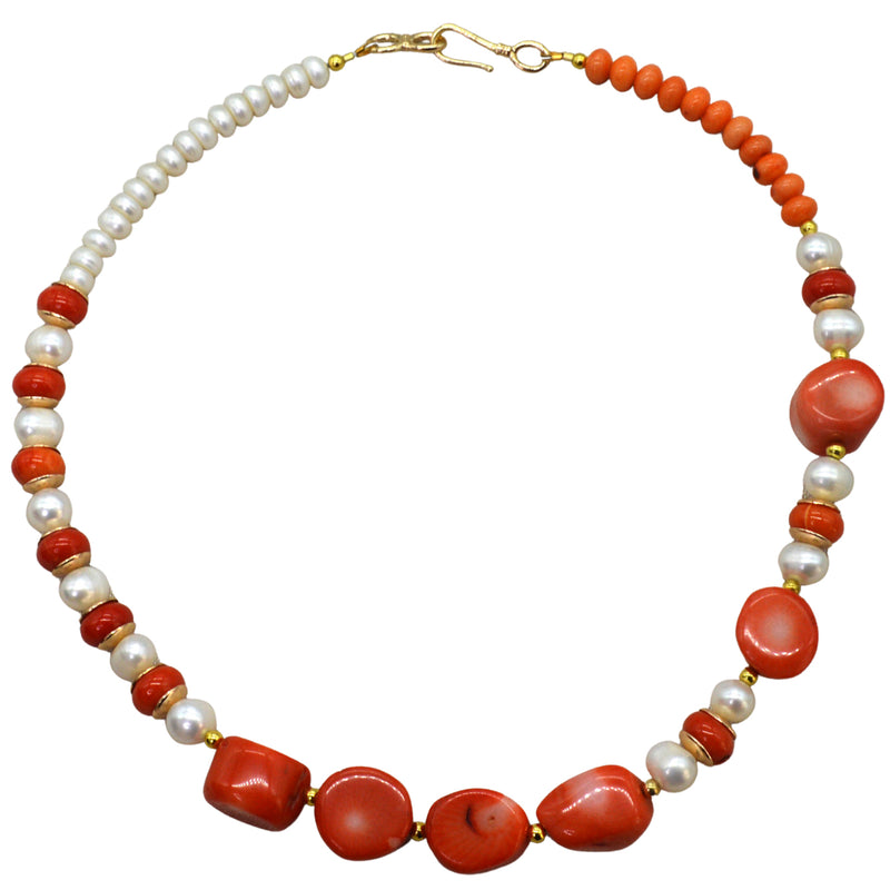 Lena Fresh Water Pearl and Apricot Coral necklace