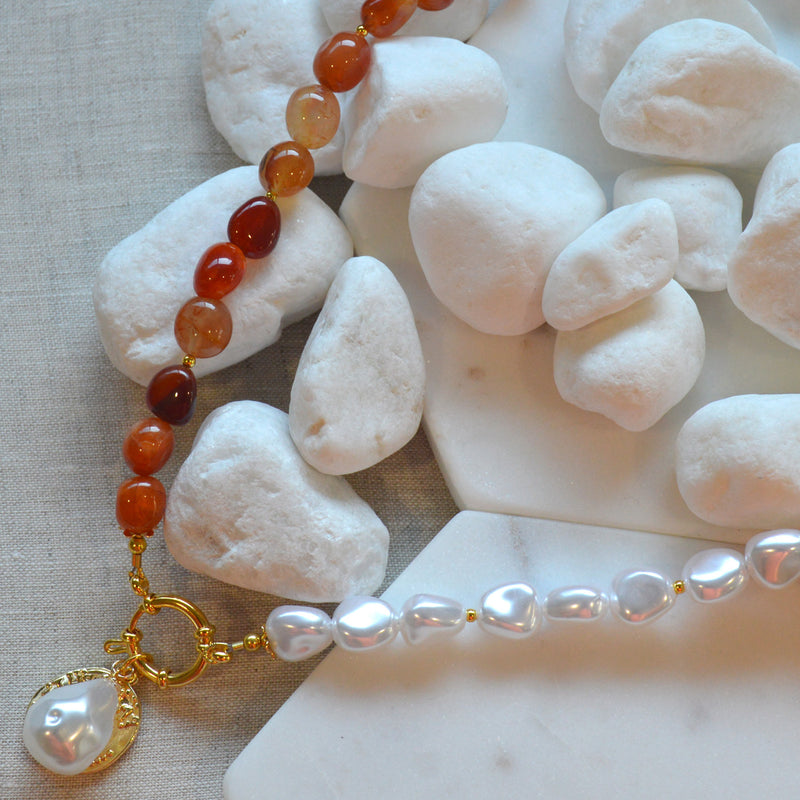 Maria Red Agate Pendant Necklace