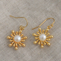 Anemone Freshwater Pearl Gold Earrings