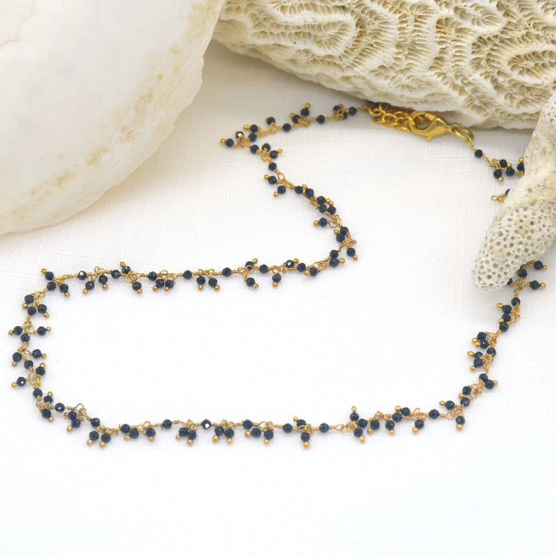 Raindrop multi drop Black Spinel necklace