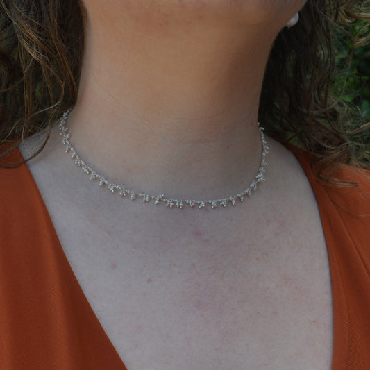 Raindrop multi drop Freshwater Pearl Chain necklace