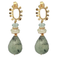 Goddess Prehnite, Green Fluorite Gold or Platinum Earrings