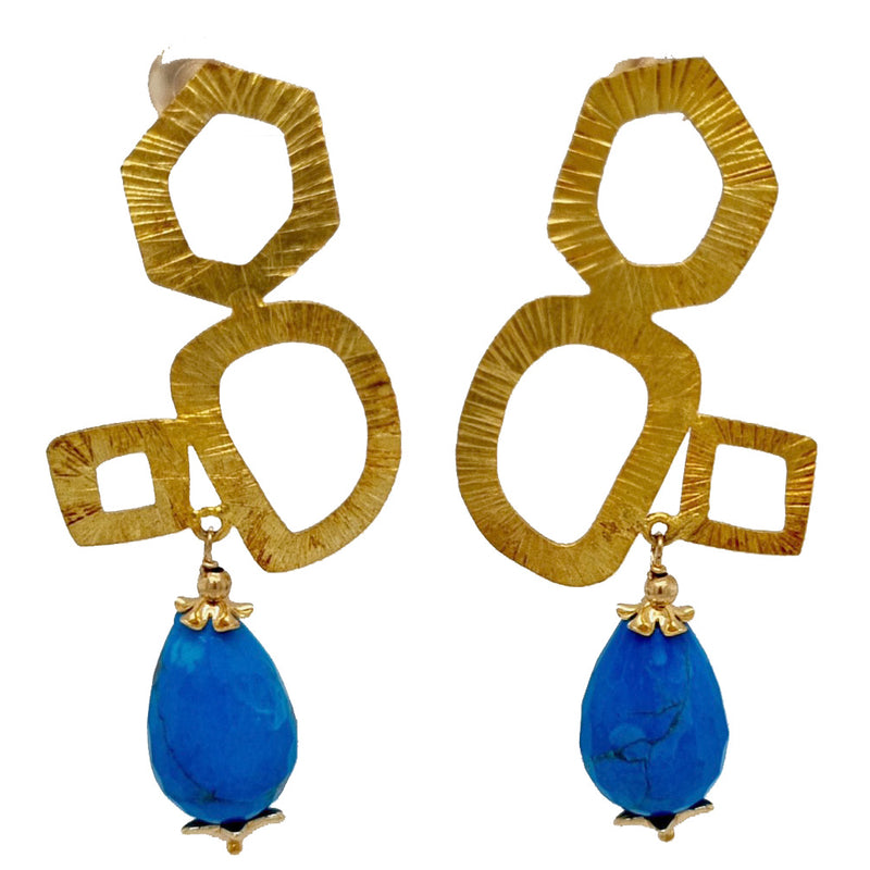 Geometric Turquoise Howlite Gold Earring