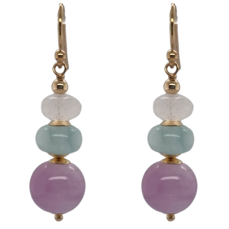 Deva Lavender Amethyst, Amazonite & Rose Quartz 14k gold filled Earrings