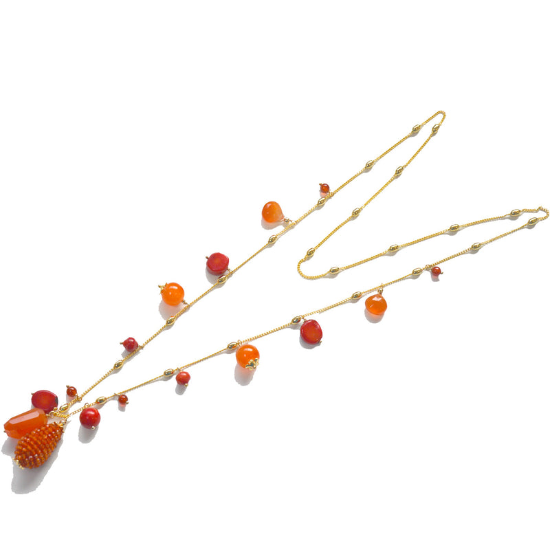 Glamour Carnelian, Coral and Fresh Water Pearl necklaces set of 3