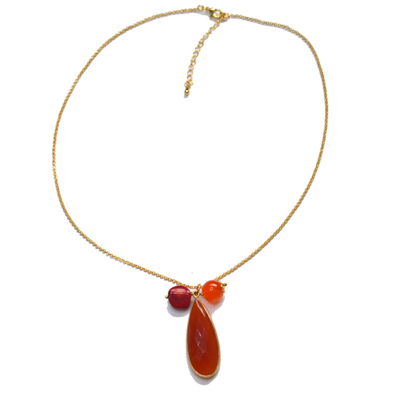 Glamour Carnelian, Coral and Fresh Water Pearl necklaces set of 3