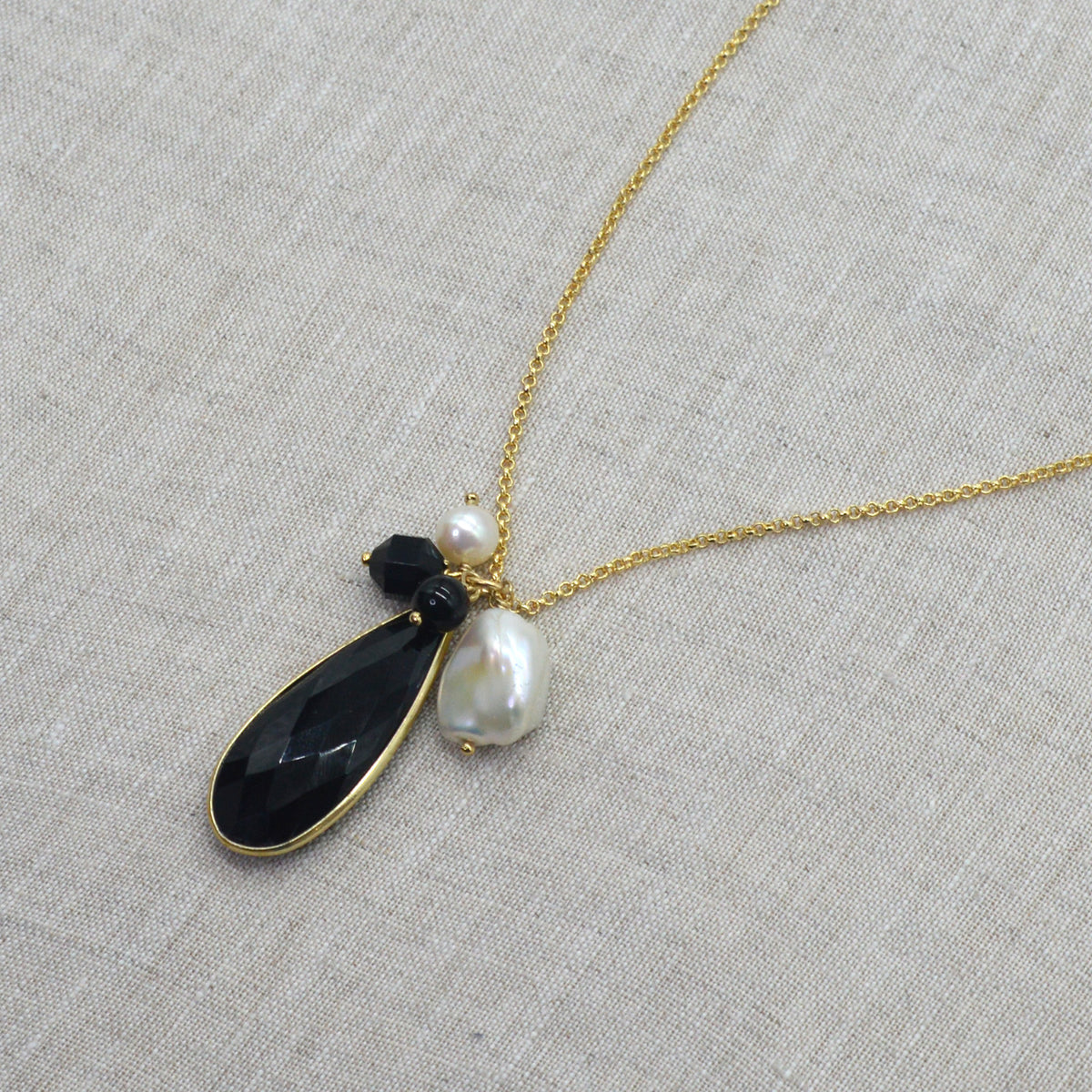 Glamour Onyx and Fresh Water Pearl necklaces set of 3