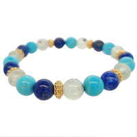 Mana Lapis Lazuli, Turquoise Prehnite Gold stretchy Bracelet