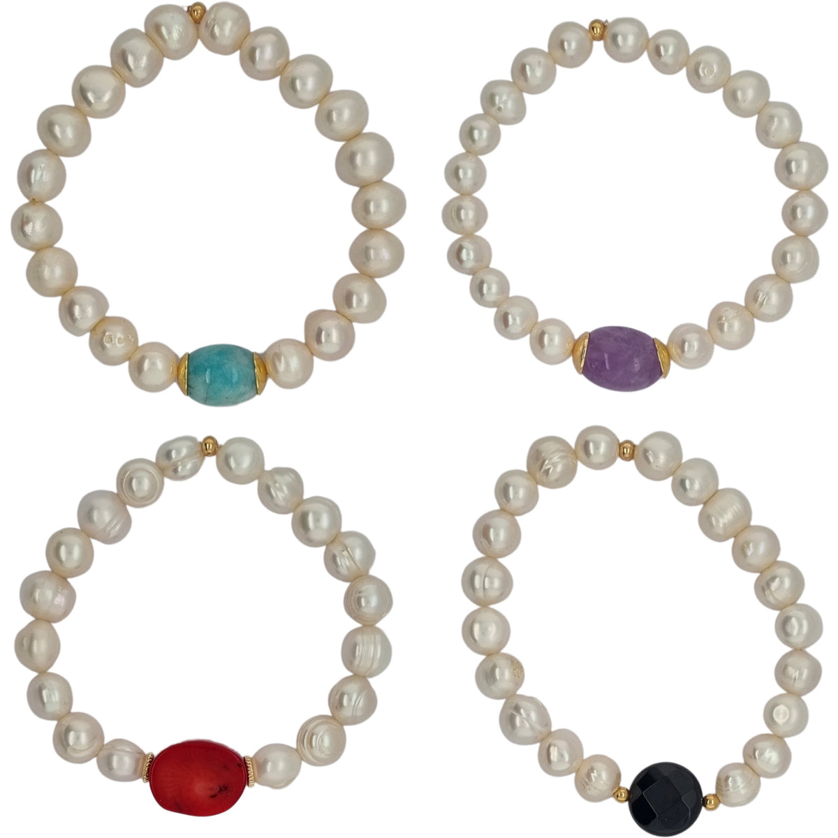 Tin Cup Freshwater Pearl Gemstone bracelets