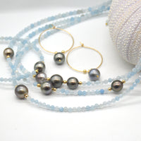 Venus 14k Gold filled, Aquamarine & Tahitian Pearl Bracelet