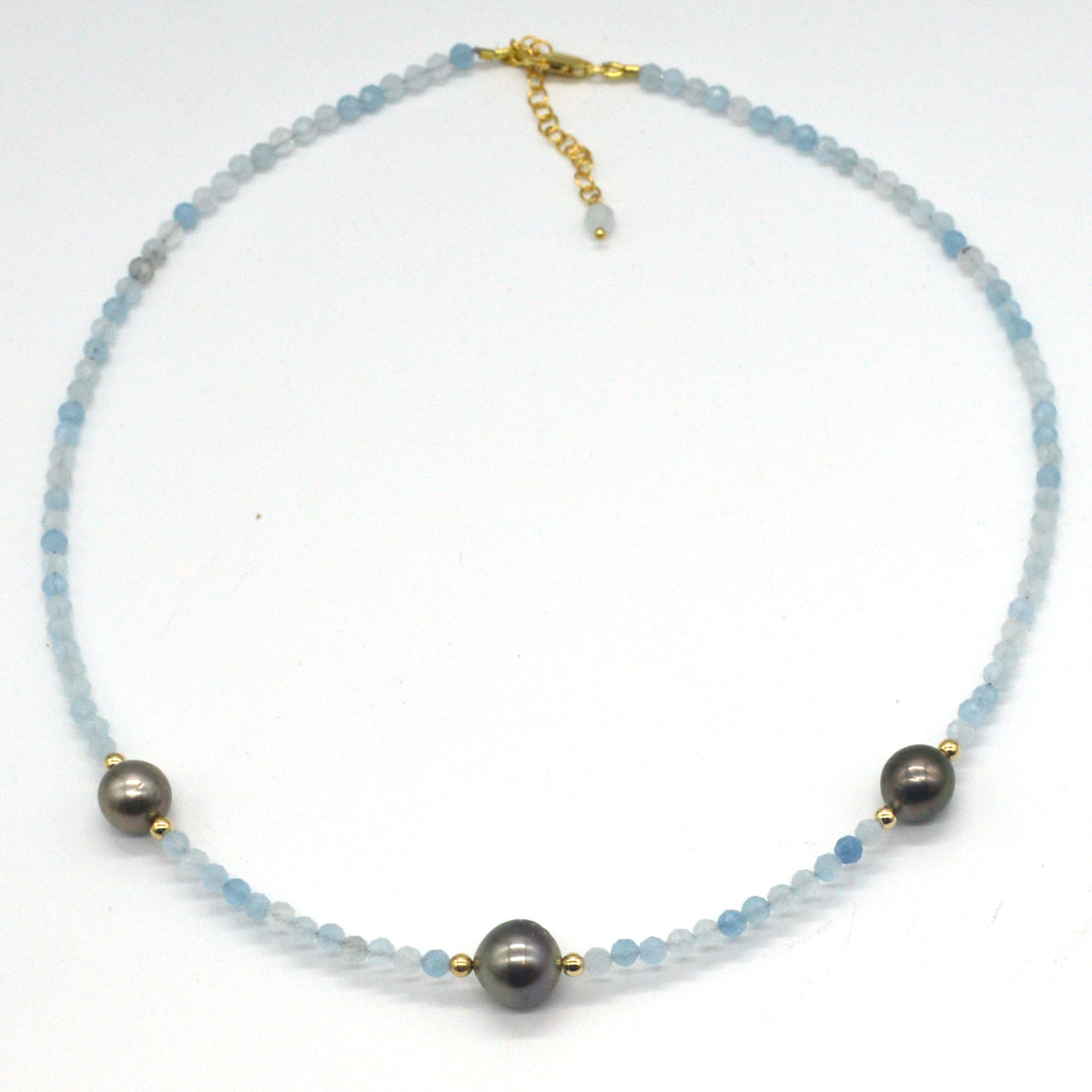 Venus 14k Gold filled, Aquamarine & Tahitian Pearl Bracelet