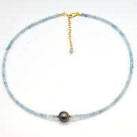 Venus 14k Gold filled, Aquamarine & Tahitian Pearl Bracelet