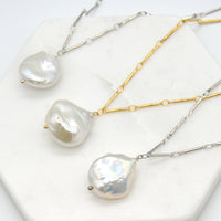 Tania Keshi Freshwater Pearl Gold or Silver Necklace