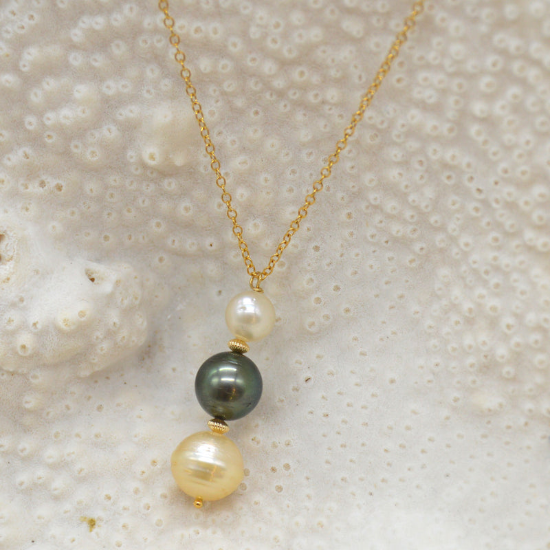 Charlotte South Sea & Tahitian Gold filled Pendant necklace