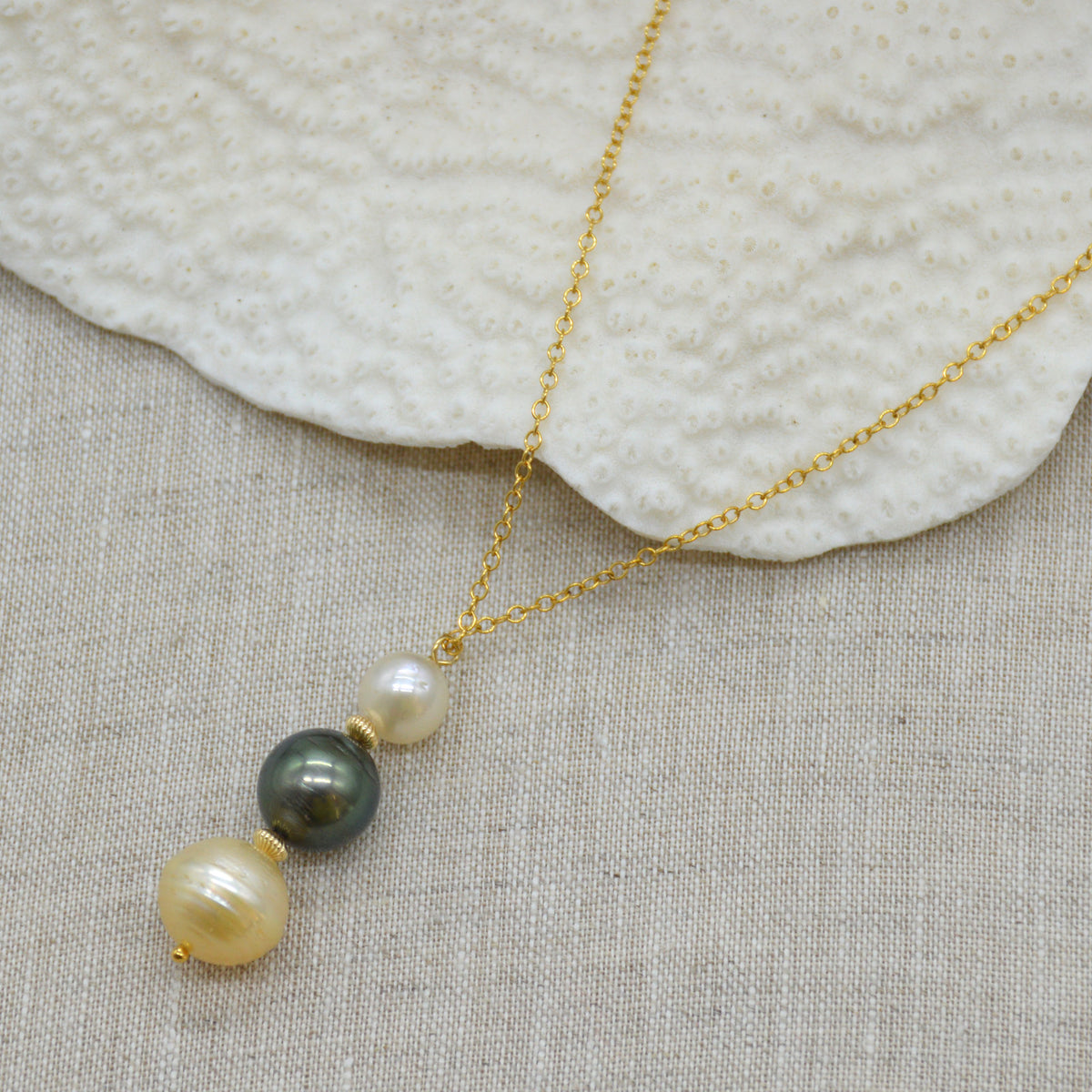 Charlotte South Sea & Tahitian Gold filled Pendant necklace