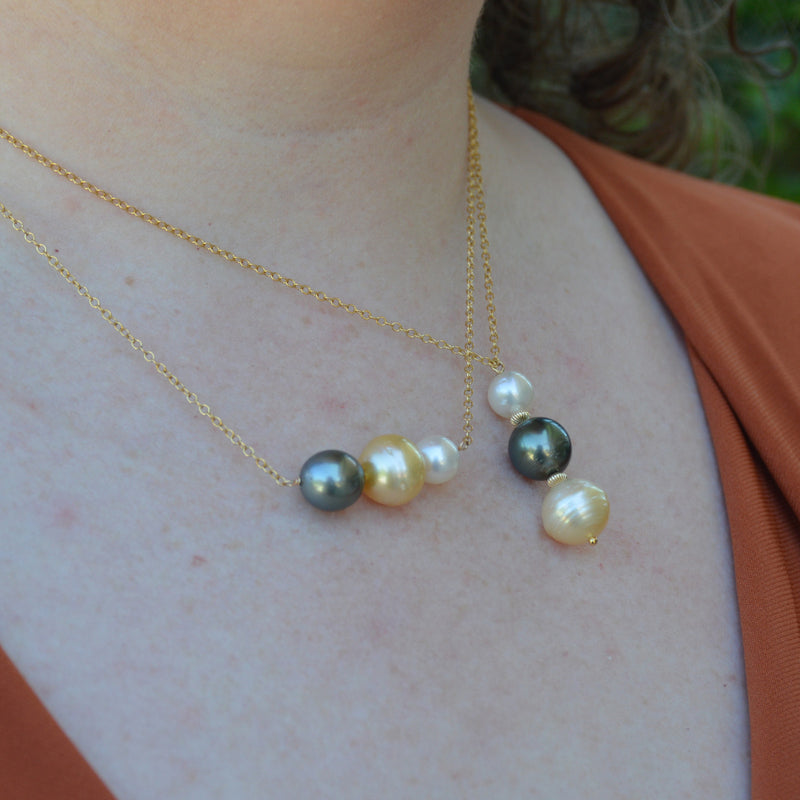 Charlotte South Sea & Tahitian Pearl Gold filled necklace