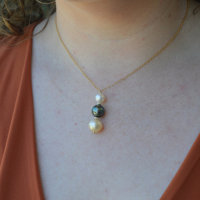 Charlotte South Sea & Tahitian Gold filled Pendant necklace