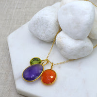 Tatiana 3 Gemstone drop No.4 Peridot, Amethyst & Carnelian one only