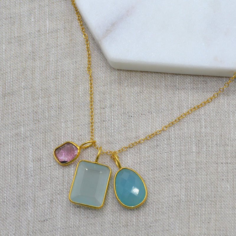 Tatiana 3 Gemstone drop No.6 Tourmaline & Chalcedony one only