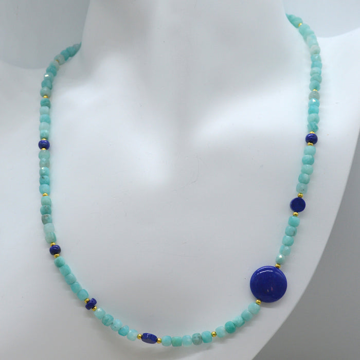 Jasmine Amazonite and Lapis Lazuli Necklace