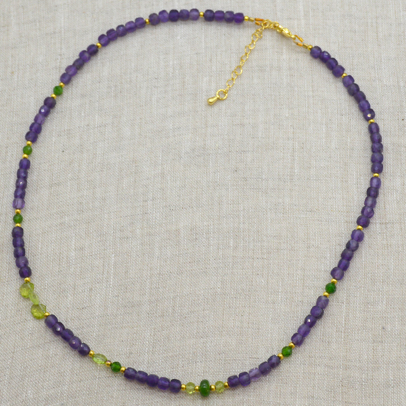 Jasmine Amethyst, Peridot and Chrome Diopside Necklace