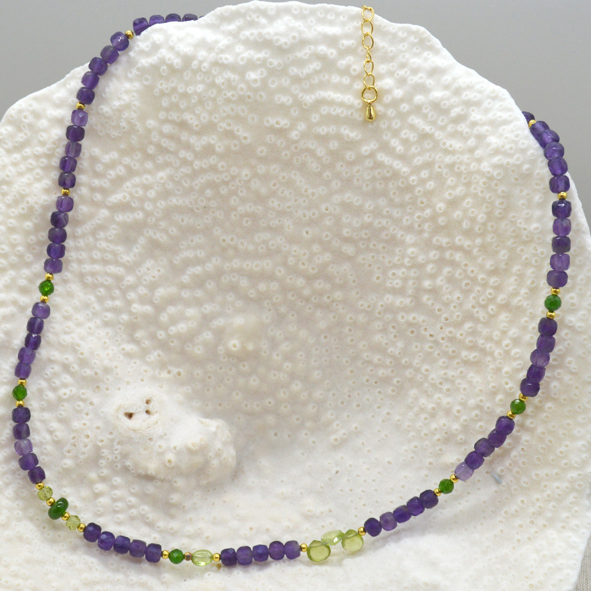 Jasmine Amethyst, Peridot and Chrome Diopside Necklace