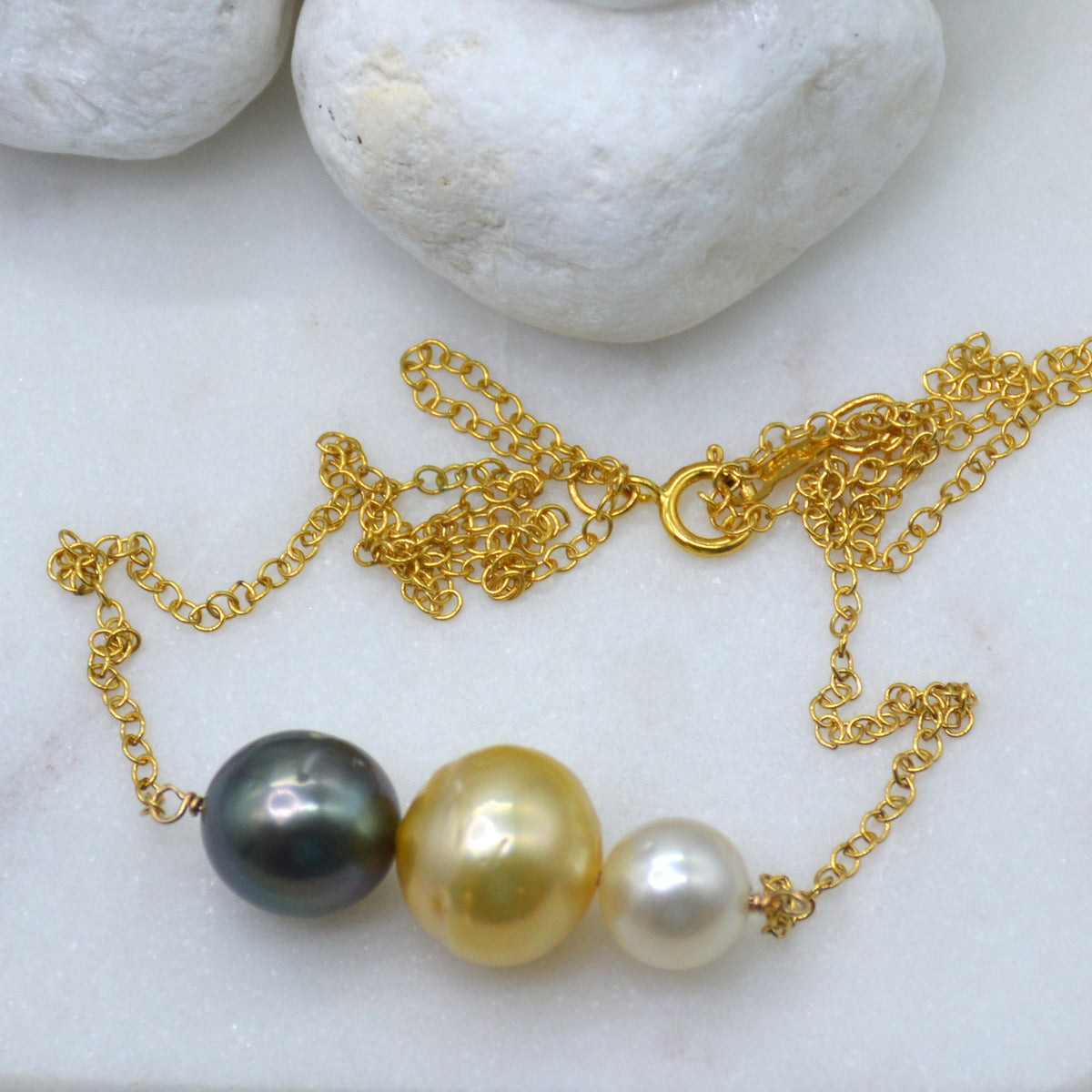 Charlotte South Sea & Tahitian Pearl Gold filled necklace