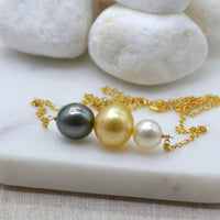 Charlotte South Sea & Tahitian Pearl Gold filled necklace