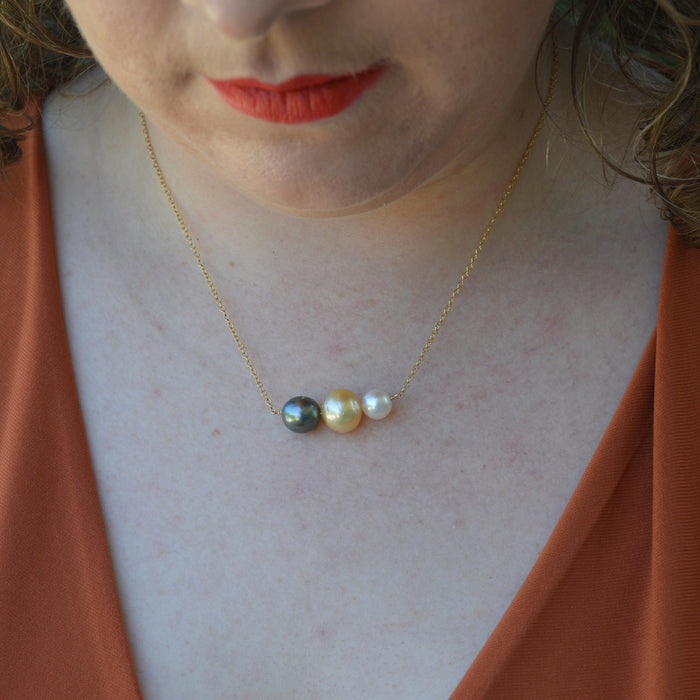 Charlotte South Sea & Tahitian Pearl Gold filled necklace