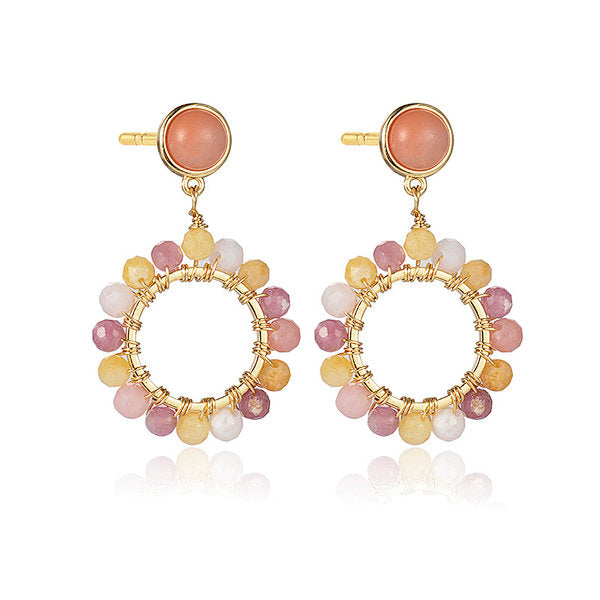 Tara Round drop Orange gemstone Earrings