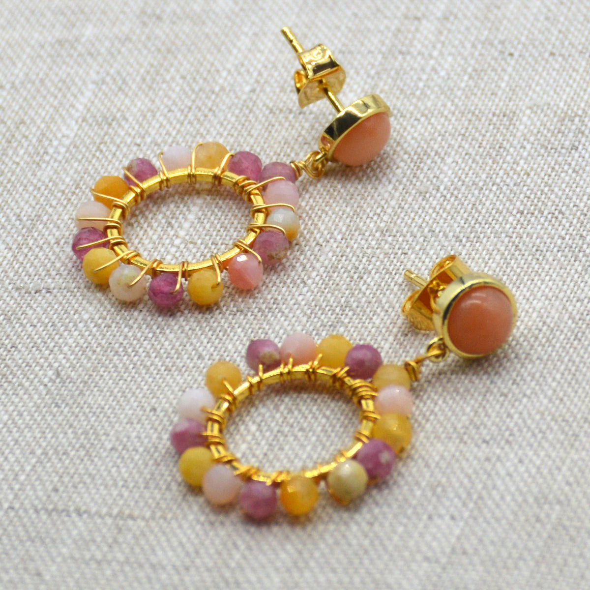 Tara Round drop Orange gemstone Earrings