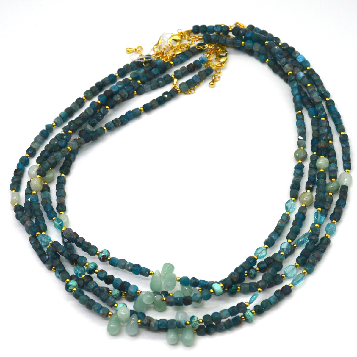 Jasmine Apatite, Emerald and Chrysocolla Necklace