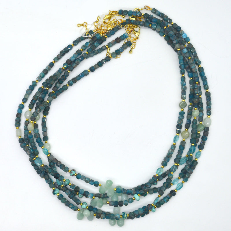 Jasmine Apatite, Emerald and Chrysocolla Necklace