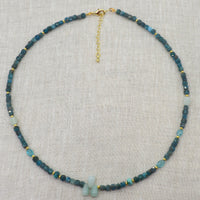 Jasmine Apatite, Emerald and Chrysocolla Necklace